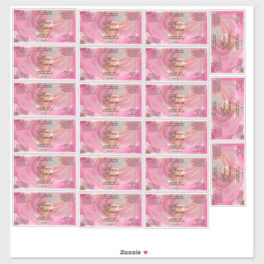 Waterproof Pink Gold Glitter Dropper Bottle Label シール (シート)