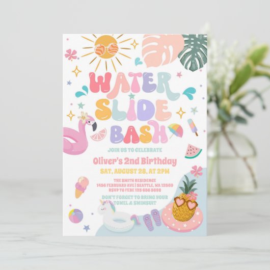 Waterslide Bash Tropical Summer Birthday  招待状 (スタンド正面)