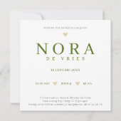 Waterverf Hert Monogram N Geboortekaartje カード (裏面)