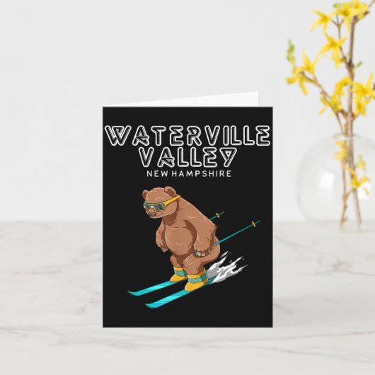 Waterville Valley New Hampshire - Funny Ski Grizzl カード (黄色い花)