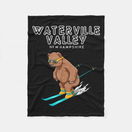 Waterville Valley New Hampshire - Funny Ski Grizzl フリースブランケット (正面)