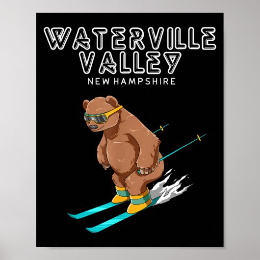 Waterville Valley New Hampshire - Funny Ski Grizzl ポスター (正面)