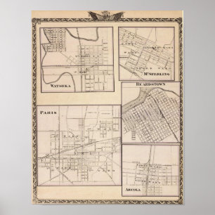 Watseka、パリ、Mtの純銀、BeardstownおよびArcola ポスター