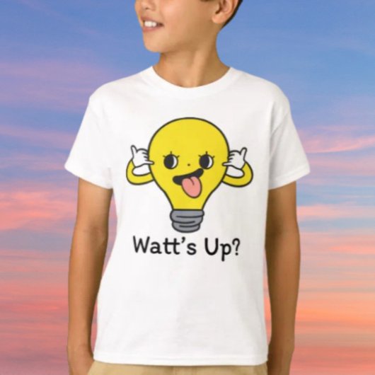 Watt’s Up? Funny Light Bulb Kids Shirt Tシャツ
