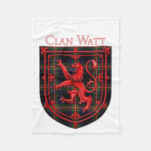 Watt Tartan Scottish Plaid Lion Rampant フリースブランケット (正面)
