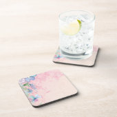 Wattercolorピンクとブルーのフローラ野花 コースター (右側)