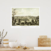 Waukesha, WIパノラママップ – 1857 ポスター (キッチン)