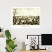 Waukesha, WIパノラママップ – 1857 ポスター (ホームオフィス)