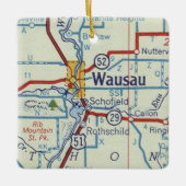 Wausau WIの地図 セラミックオーナメント (正面)