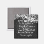 Waveエレガント Blackの日付きらめくを保存 マグネット (正面/裏面)