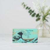 WAVEモノグラム素晴らしアクアブルー，ティール（緑がかった色） 名刺 (スタンド正面)