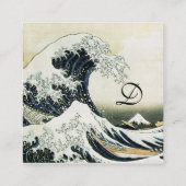 WAVEモノグラム素晴らしブルーホワイト スクエア名刺 (裏面)