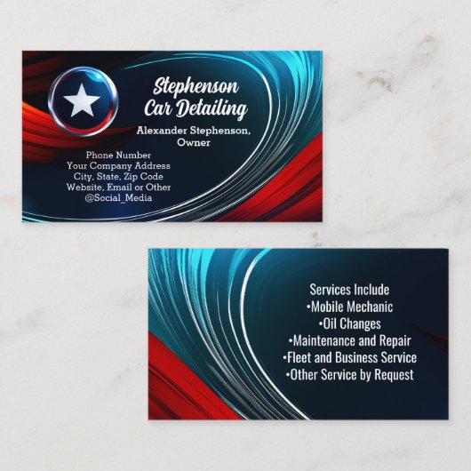 Waveロゴ愛国的赤白青スター契約者 名刺 (正面/裏面)