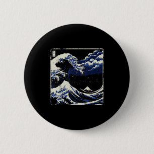 Wave 日本の Off Kanagawa Ukiyo-e Art Men W 缶バッジ