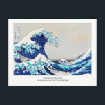 Wave 素晴らし – 葛飾北斎 – アー日本のト ポストカード<br><div class="desc">葛飾北斎素晴らしの『金沢沖浪裏』。ヴィンテージ日本の絵葉書白と縁ど文字のアートワークのタイトルとアーティスト名。アートワークのこのデジタル画像は、明るくしたり、色を改善したり、老化の影響を改善したりす減らるため、慎重に強化されている。「波」とも呼ばれる神奈川(神奈川沖浪裏)の下素晴らしで、シリーズ富士の三十六景(富嶽三十六景)から1830-32葛飾北斎(1760-1849)の金沢沖浪裏伝統的は、山の富士を見て船に降り注ぐ極波の浮力スタイルイラストレーション。オリジナルは議会図書館から。ドビュッシーのラインスパイアマー(海)とリルケのデールバーグ(山)が織り成す木版プリントの息をのむような構成は、世界美術の象徴として高い評価を得て遊、日本で最も壮大な山をクレスト波の空洞の小さな三角形の塚として見せることが出来る。藍色のパレットを使って作られた風景やプロシアの青を輸入したことで有名になった。</div>