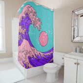 WAVE 素晴らし in VAPARWAVEアートポップ・アートのスタイル。のビュー シャワーカーテン (インサイチュ)