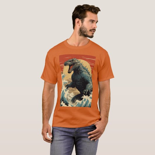 Wave and Godzilla Tシャツ (正面フル)