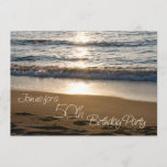 Wave at Sunset 50th Birthday Party Invitation Card 招待状<br><div class="desc">50歳の誕生日パーティーの招待カードは、夕暮れ時にビーチに激突する波の美しい写真を特集。カスタマイズ可能なパーティー詳細</div>