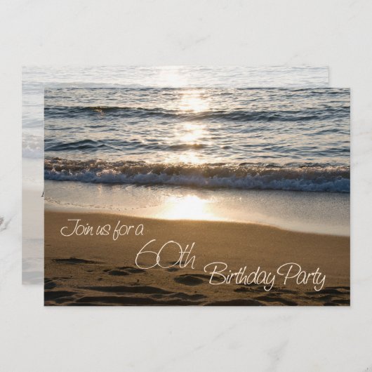 Wave at Sunset 60th Birthday Party Invitation Card 招待状 (正面/裏面)