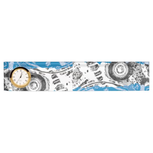 Wave Mechanism – Desk Nameplate with Clock 2" x 8" デスクネームプレート (正面)