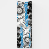 Wave Mechanism Symmetrical  Abstract Vinyl Banner 横断幕 (縦)