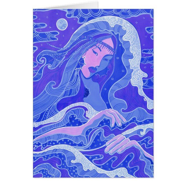 Wave、Mermaid、ファンタジーアートアジアの女の子、ブルー&ピンク (正面)