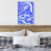 Wave、Mermaid、ファンタジーアートアジアの女の子、ブルー&ピンク キャンバスプリント (インサイチュ (寝室))