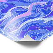 Wave、Mermaid、ファンタジーアートアジアの女の子、ブルー&ピンク フォトプリント (角)