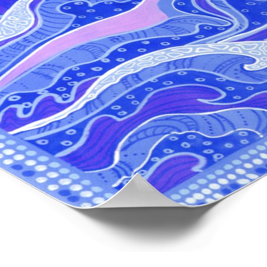 Wave、Mermaid、ファンタジーアートアジアの女の子、ブルー&ピンク ポスター (角)