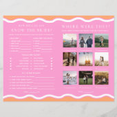 Wave Orange Pinkブライダルシャワーゲームメニュー小冊子 (裏面)