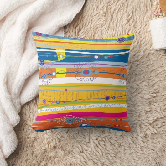 Wave Pattern Throw Pillow クッション (ブランケット)