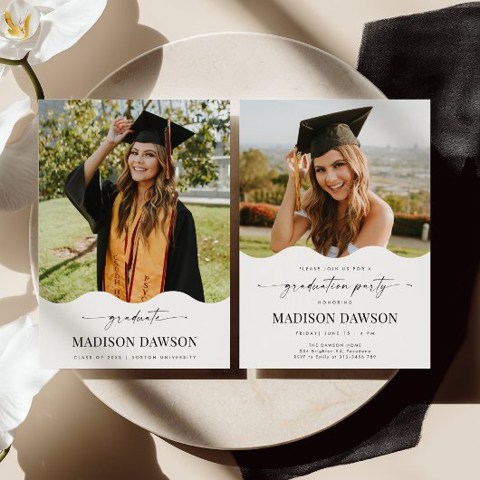 Wave Photo Graduation Party Invite Announcement 招待状