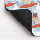 Wave riding happy pug dog on surfboard マウスパッド (コーナー)