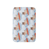 Wave riding happy pug dog on surfboard scarf band バスマット (正面縦)