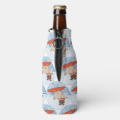 Wave riding happy pug dog on surfboard  scarf band ボトルクーラー (ボトル裏面)