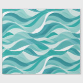 Wave Teal Aqua Motion White Abstract Pattern ラッピングペーパー (フラット)