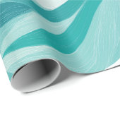 Wave Teal Aqua Motion White Abstract Pattern ラッピングペーパー (ロールコーナー)