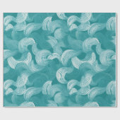 Wave Teal Aqua Motion White Abstract Pattern ラッピングペーパー (フラット)