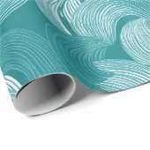 Wave Teal Aqua Motion White Abstract Pattern ラッピングペーパー (ロールコーナー)