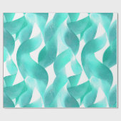 Wave Teal Aqua Motion White Abstract Pattern ラッピングペーパー (フラット)