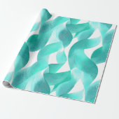 Wave Teal Aqua Motion White Abstract Pattern ラッピングペーパー (アンロールド)