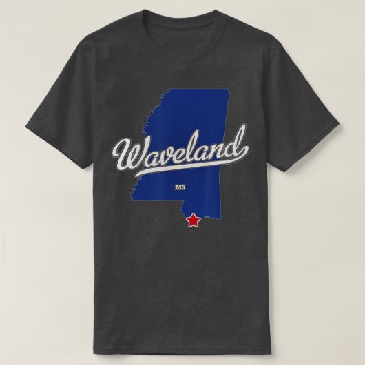 Waveland Mississippi MS Map  Tシャツ (デザイン正面)