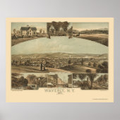 Waverly, NY Panoramic Map - 1881 ポスター (正面)