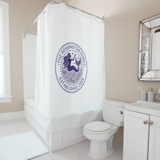 Wavesの中のSultry Mermaid家族の名前日付Estd NT シャワーカーテン (インサイチュ)