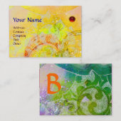 WAVESルビーモノグラム、明るい黄色の緑の赤いオレンジ 名刺 (正面/裏面)