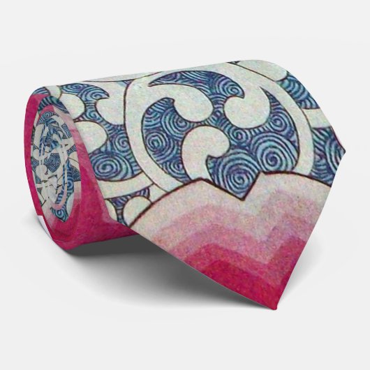 WAVES抽象芸術幾何学的な赤い青の白い渦巻き ネクタイ (ロール)