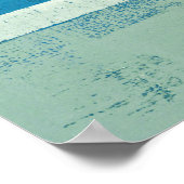 'Waves'青とベージュの抽象芸術アート ポスター (角)