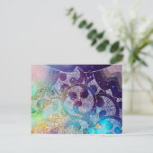 WAVES青フローラ円、渦巻き ポストカード (スタンド正面)