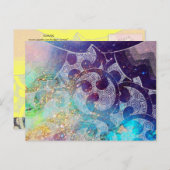 WAVES青フローラ円、渦巻き ポストカード (正面/裏面)