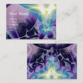 WAVES、明るい青鮮やか色の白い紫の渦巻き 名刺 (正面/裏面)